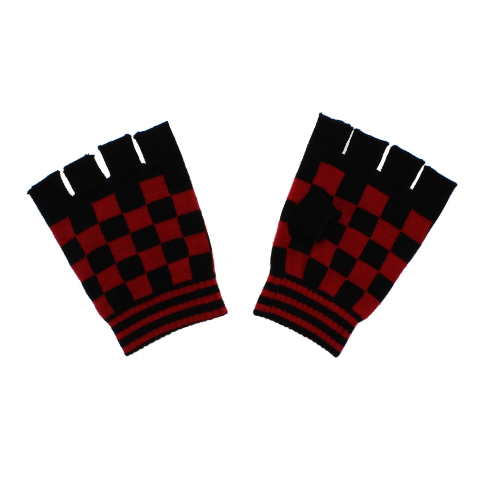 Zac's Alter Ego - Checkered Short Winter Gants sans doigts - Noir/Rouge